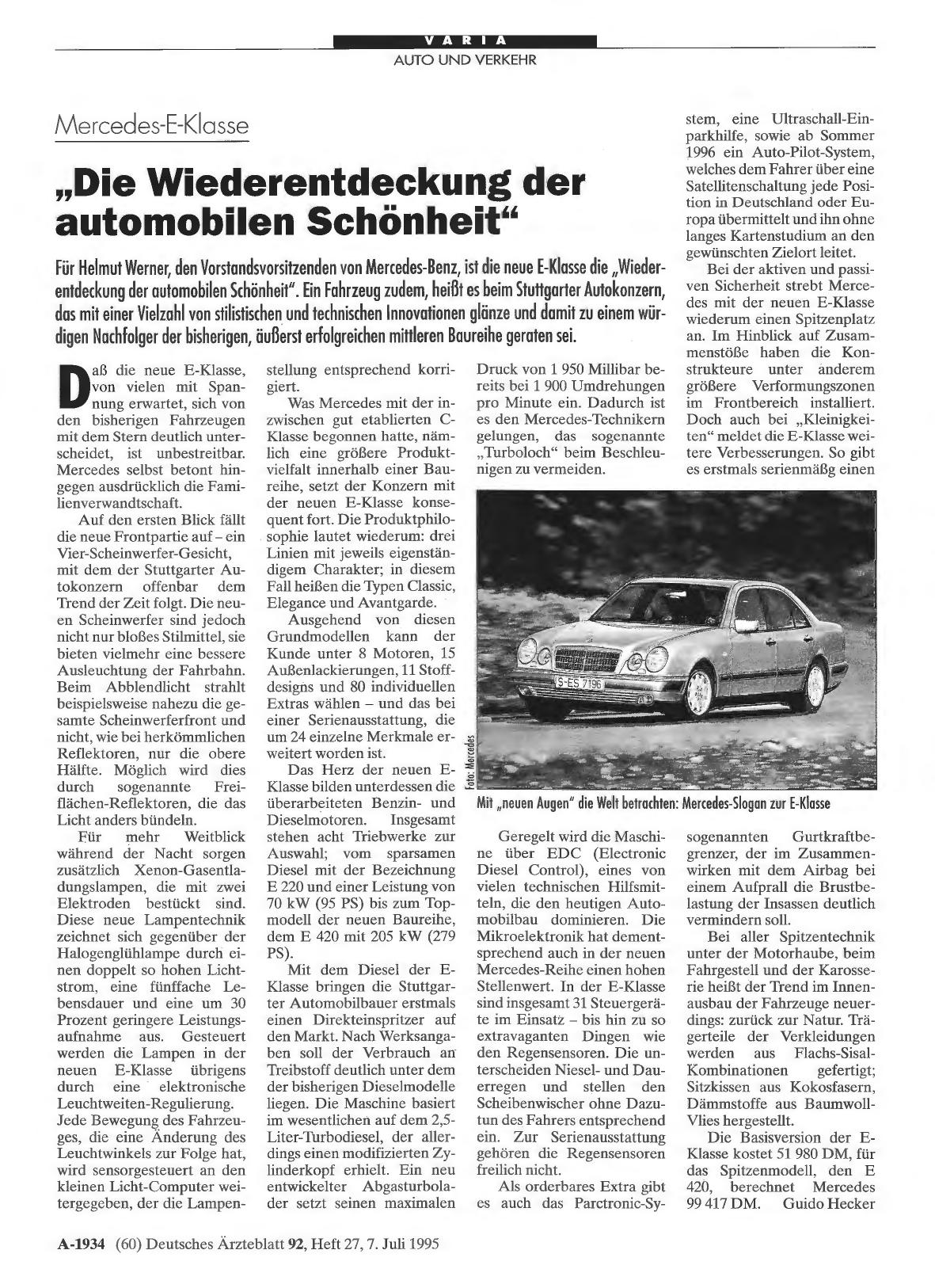 Vorschauseite 1: Mercedes-E-Klasse: „Die Wiederentdeckung der automobilen Schönheit“