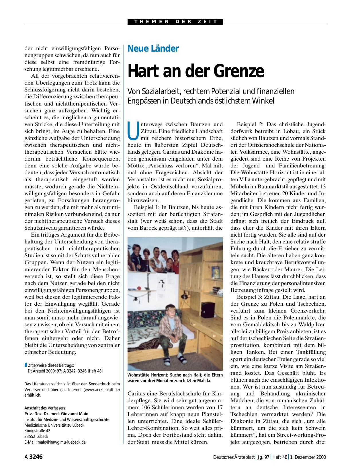 Vorschauseite 1: Neue Länder: Hart an der Grenze