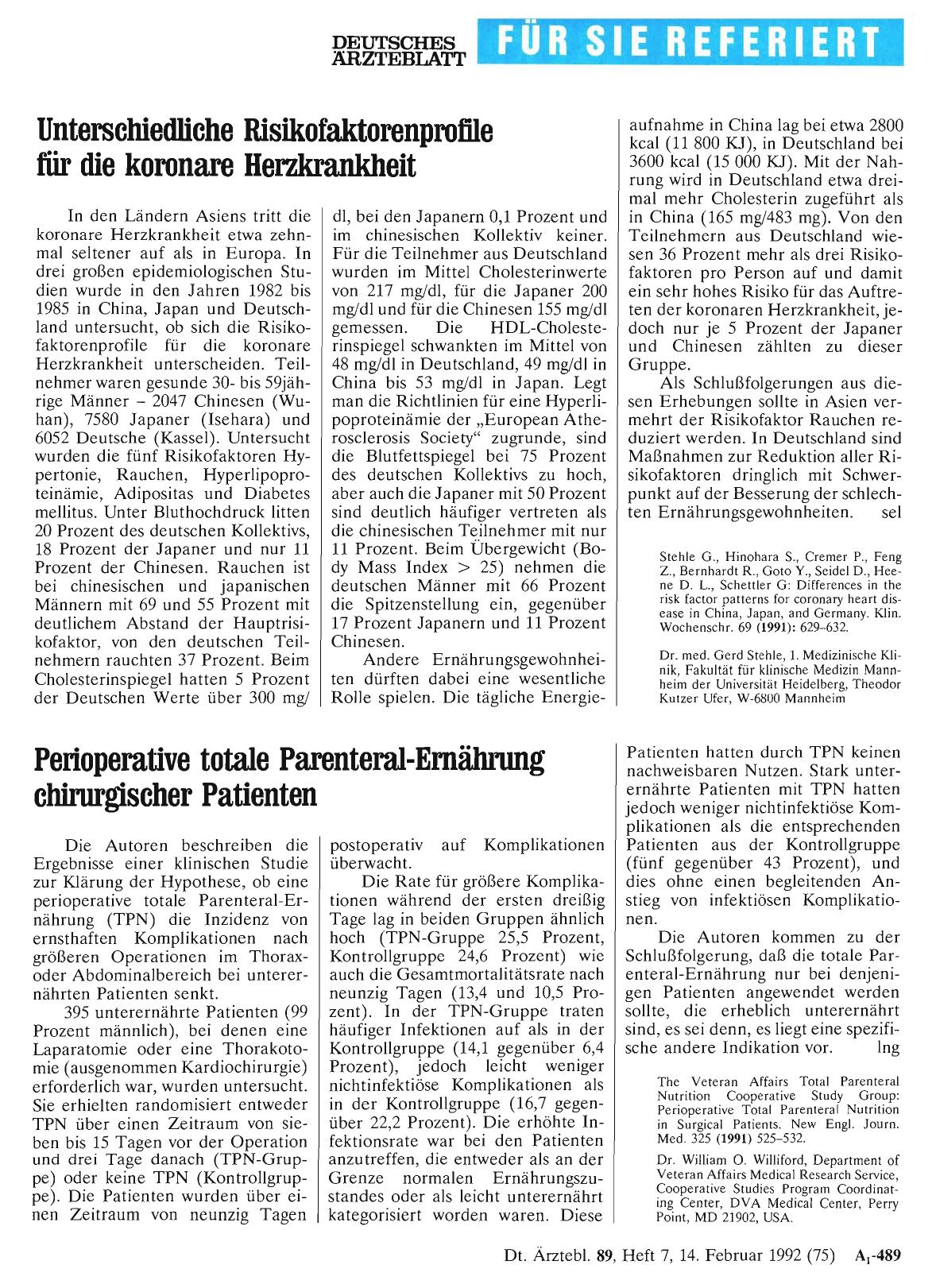 Vorschauseite 1: Perioperative totale Parenteral-Ernährung chirurgischer Patienten