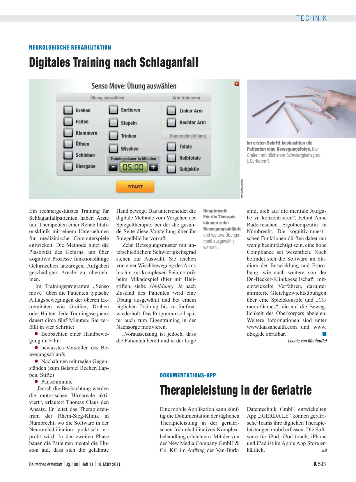 Vorschauseite 1: Neurologische Rehabilitation: Digitales Training nach Schlaganfall