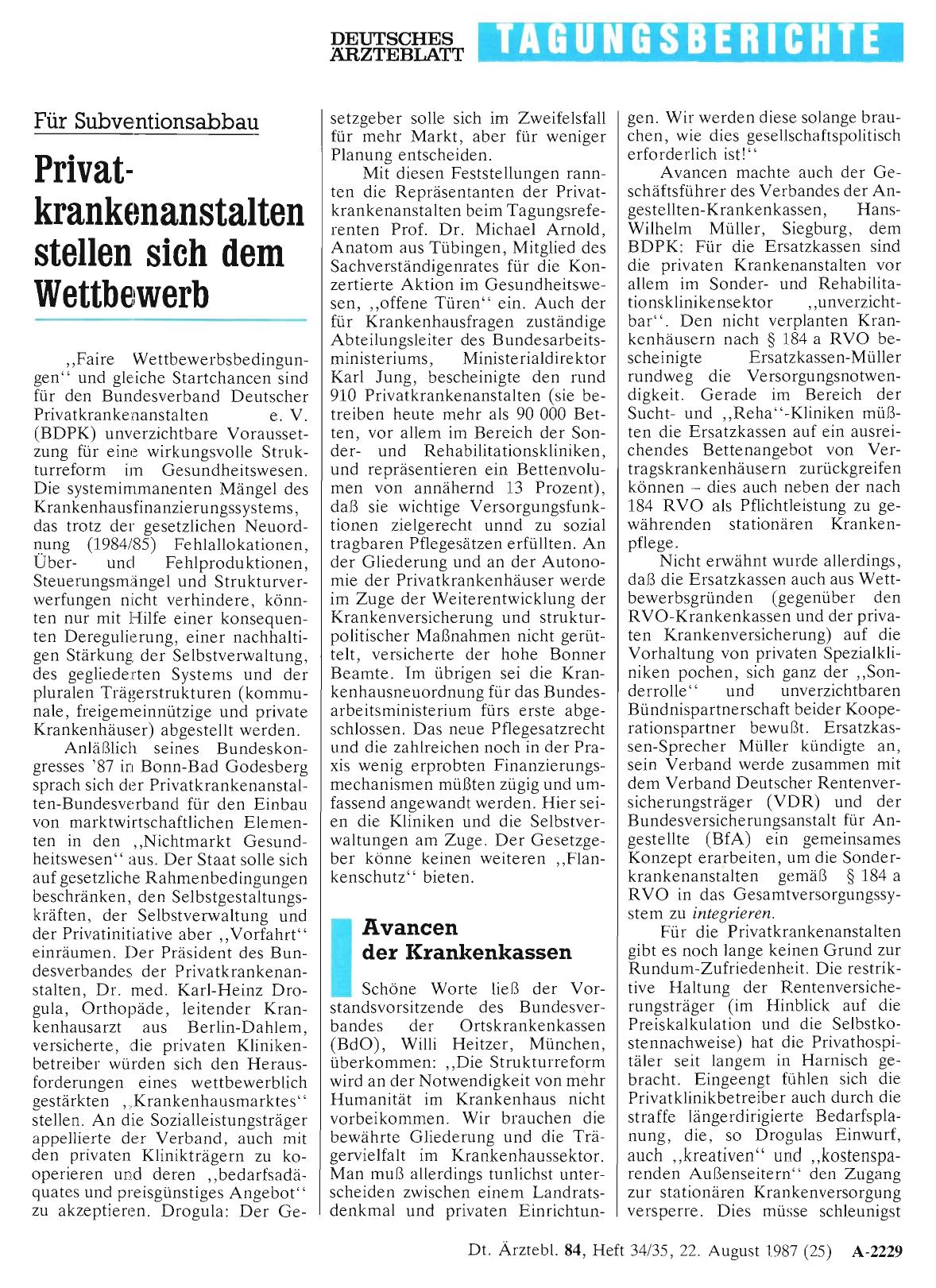 Vorschauseite 1: Für Subventionsabbau: Privatkrankenanstalten stellen sich dem Wettbewerb