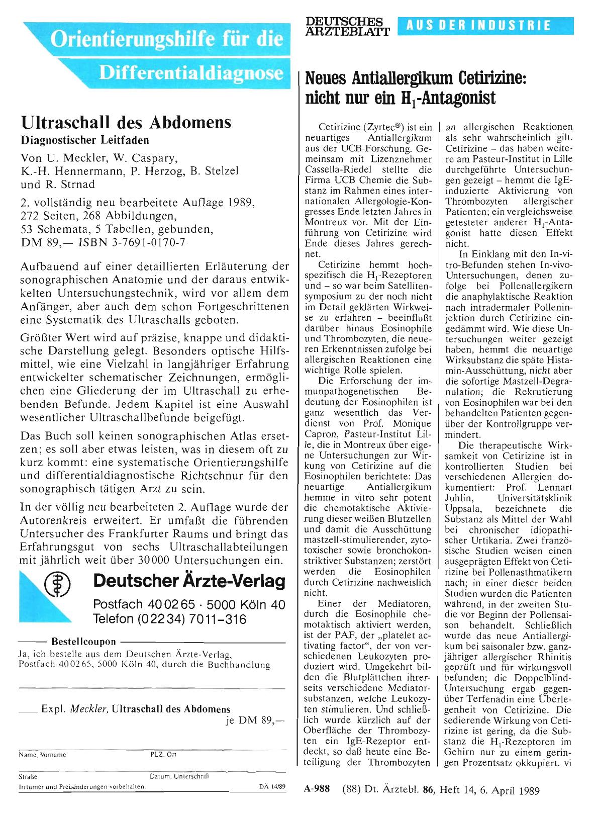 Vorschauseite 1: Neues Antiallergikum Cetirizine: nicht nur ein H1-Antagonist