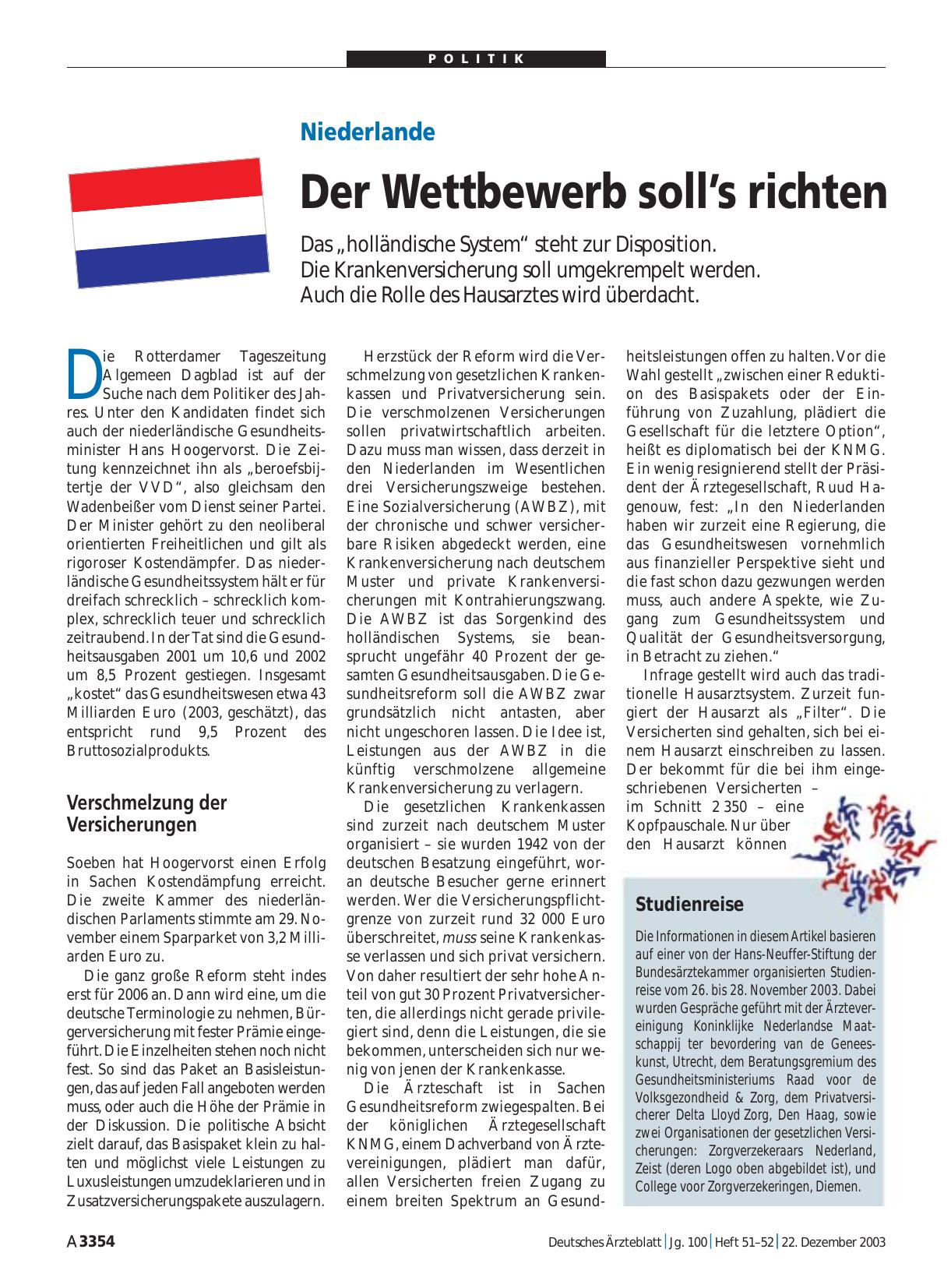 Vorschauseite 1: Niederlande: Der Wettbewerb soll’s richten