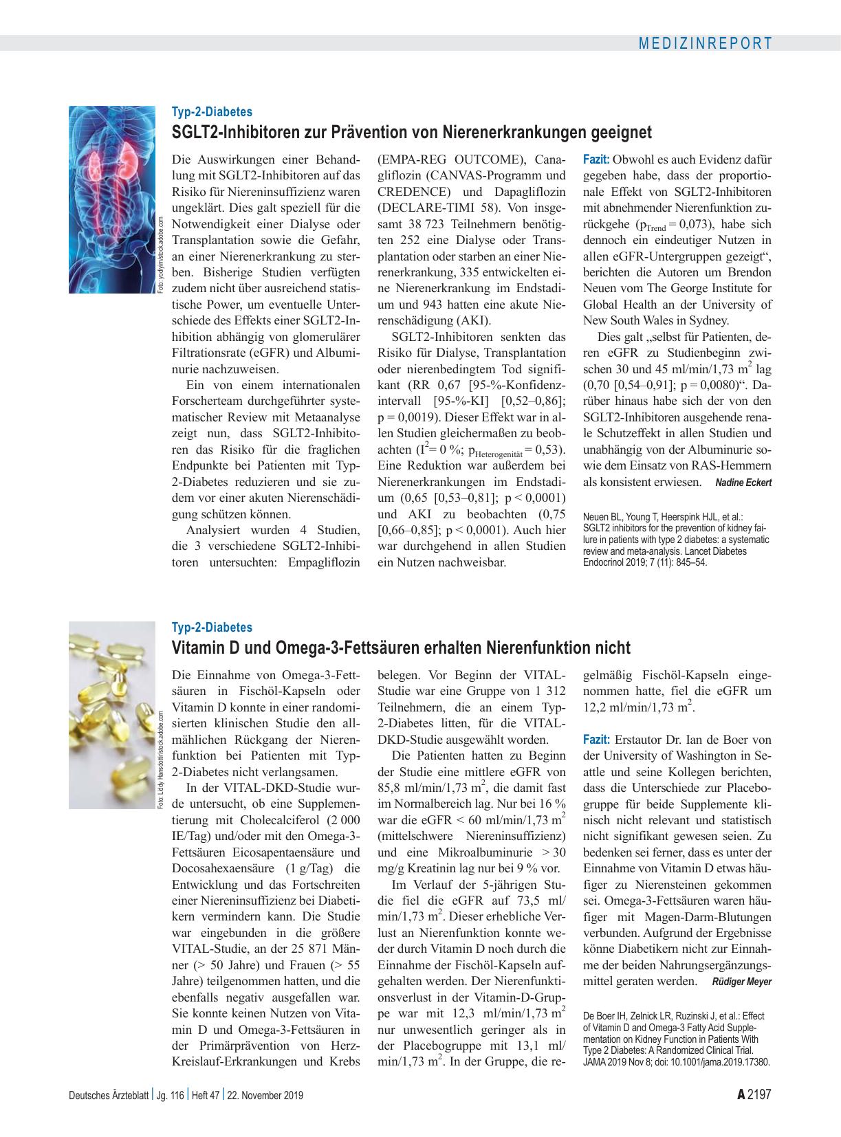 Vorschauseite 1: Typ-2-Diabetes: Vitamin D und Omega-3-Fettsäuren erhalten Nierenfunktion nicht