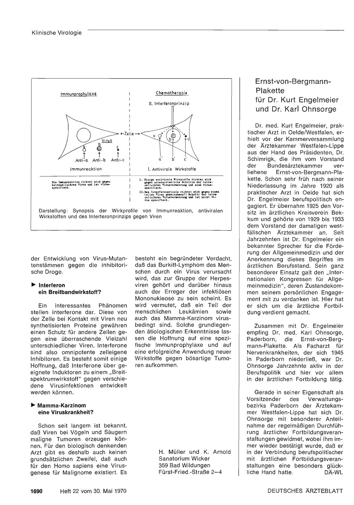 Vorschauseite 1: Ernst-von-Bergmann-Plakette für Dr. Kurt Engelmeier und Dr. Karl Ohnsorge