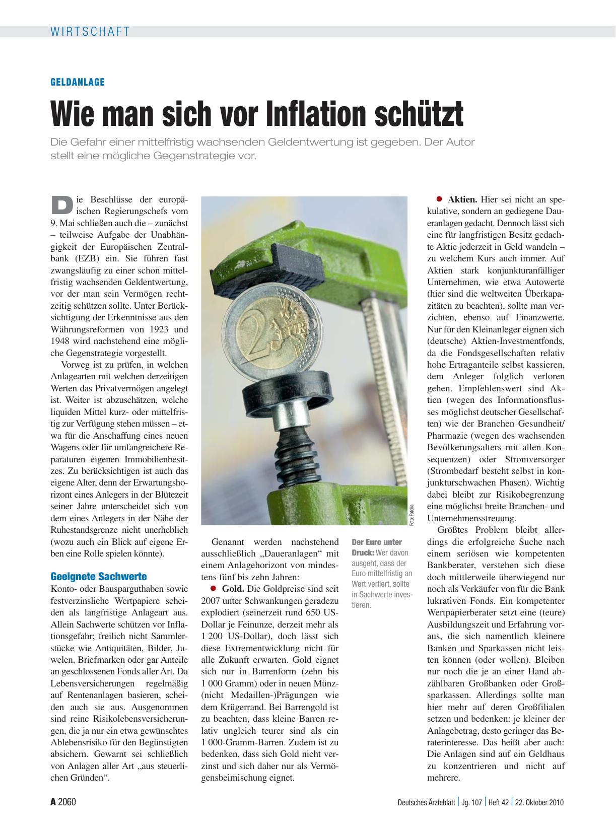 Vorschauseite 1: Geldanlage: Wie man sich vor Inflation schützt