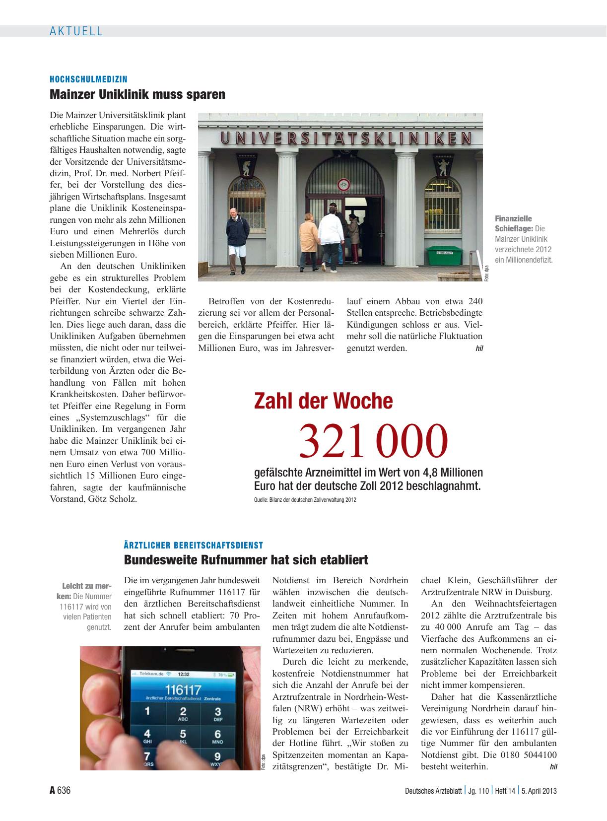 Vorschauseite 1: Hochschulmedizin: Mainzer Uniklinik muss sparen