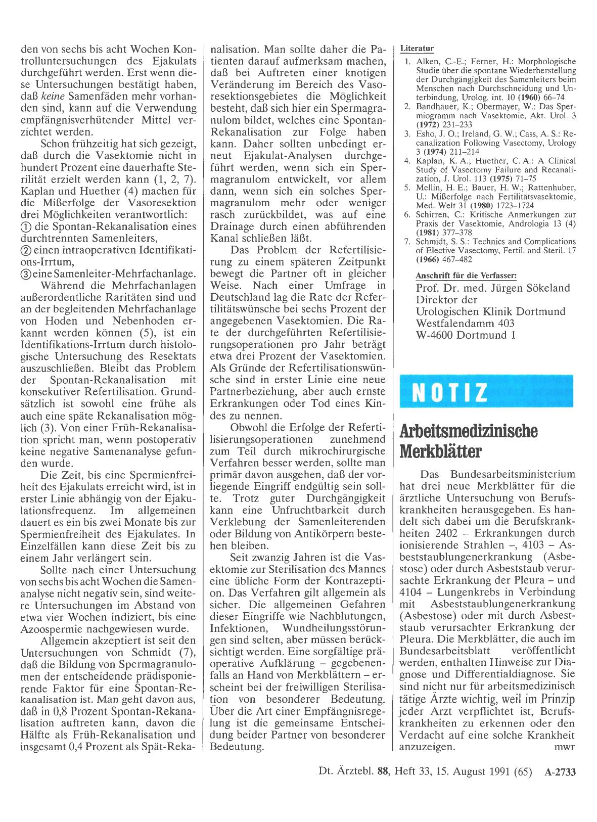 Vorschauseite 1: Arbeitsmedizinische Merkblätter