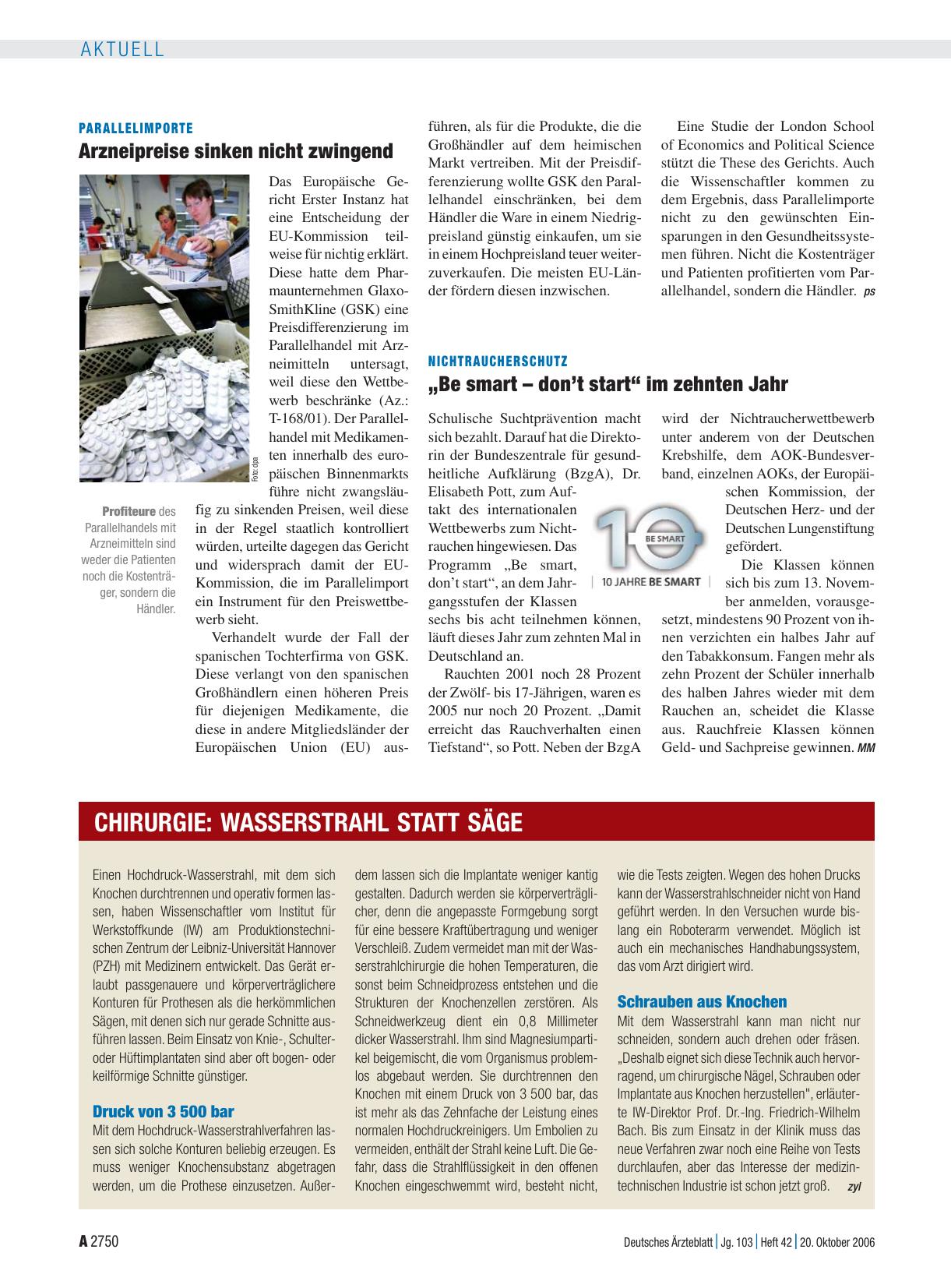 Vorschauseite 1: Chirurgie: Wasserstrahl statt Säge
