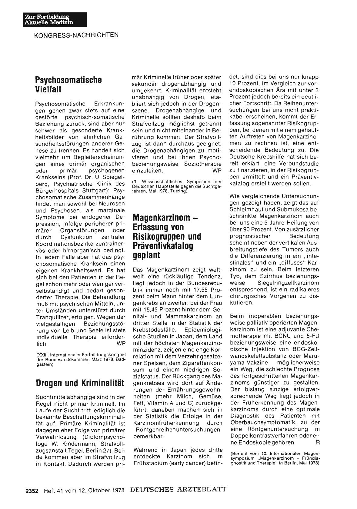Vorschauseite 1: Magenkarzinom — Erfassung von Risikogruppen und Präventivkatalog geplant