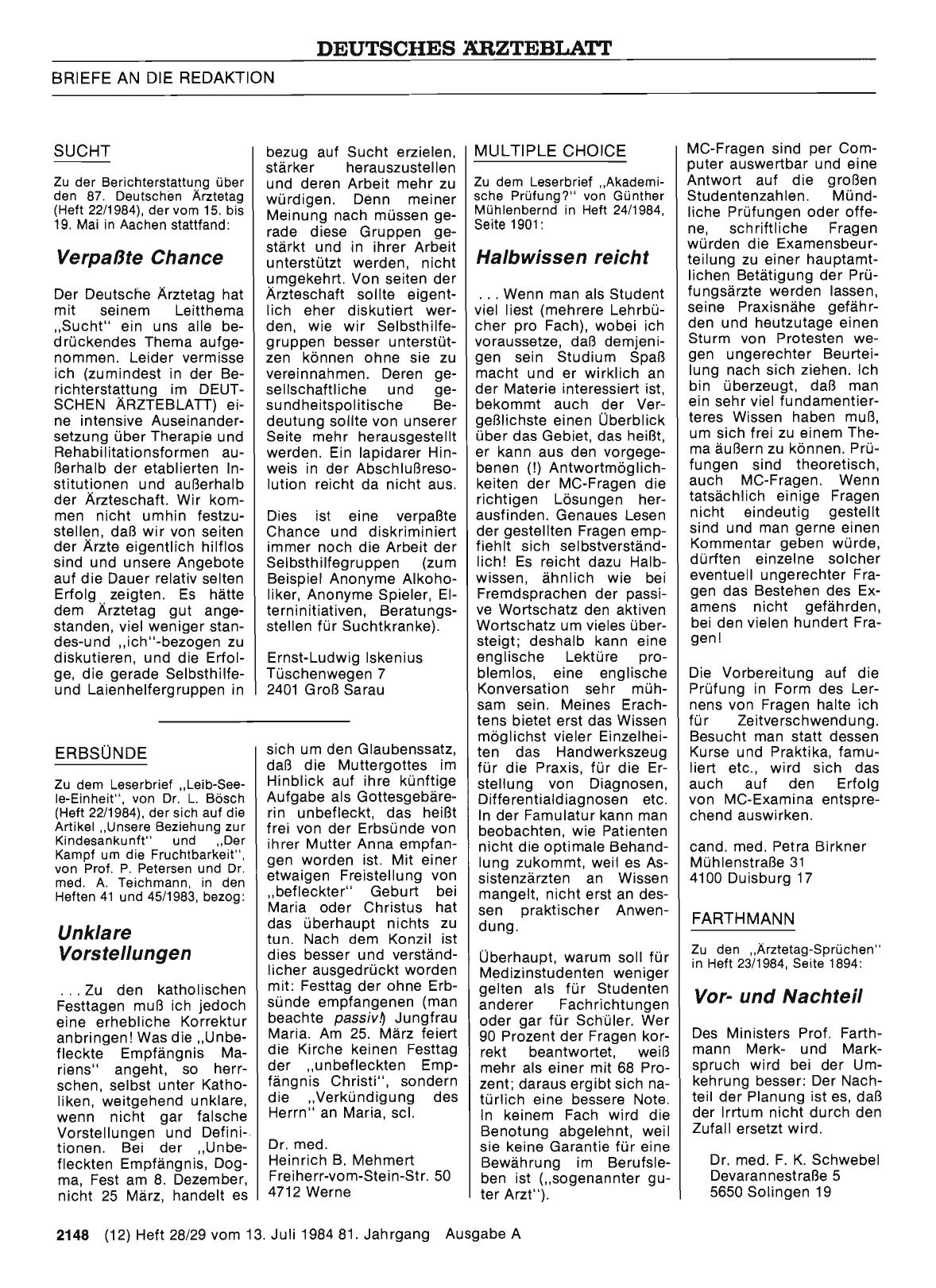 Vorschauseite 1: SUCHT: Verpaßte Chance