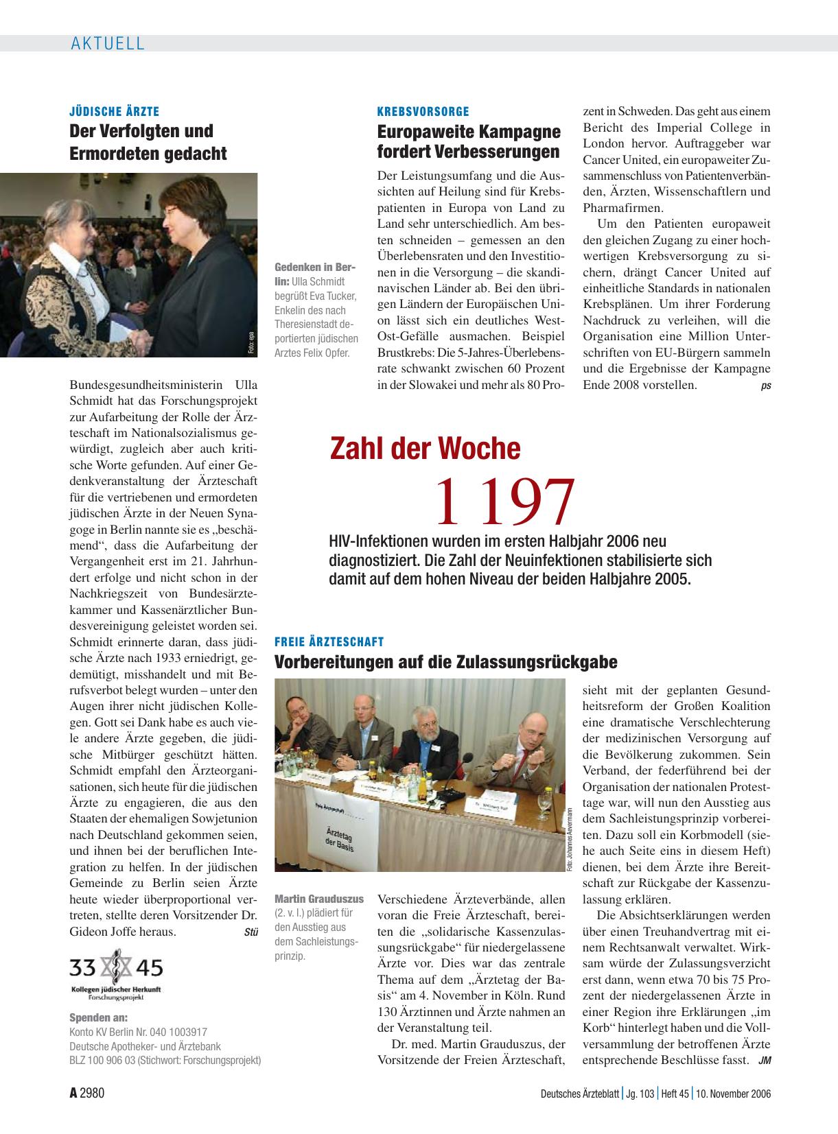 Vorschauseite 1: Krebsvorsorge: Europaweite Kampagne fordert Verbesserungen
