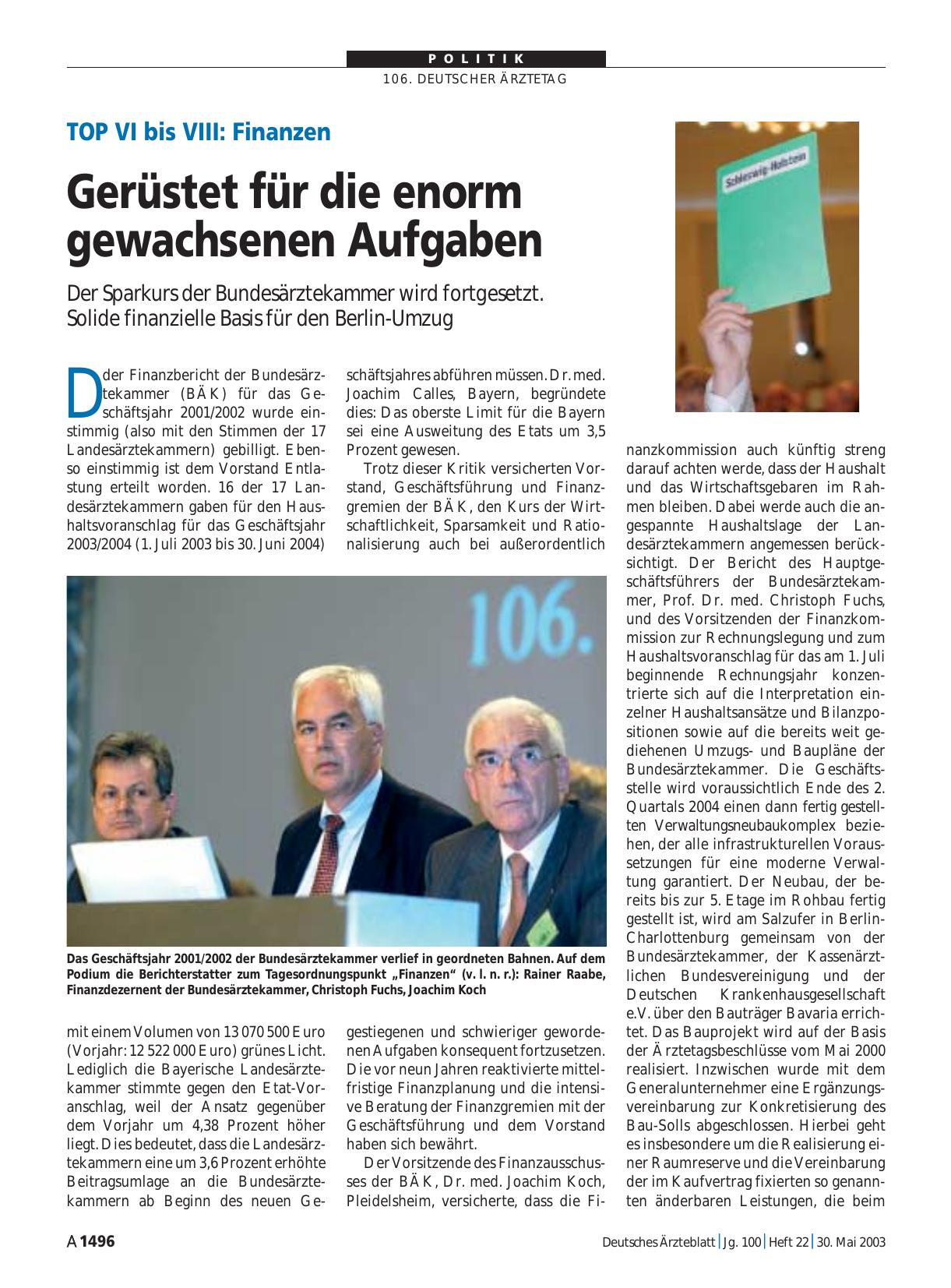 Vorschauseite 1: TOP VI bis VIII - Finanzen: Gerüstet für die enorm gewachsenen Aufgaben