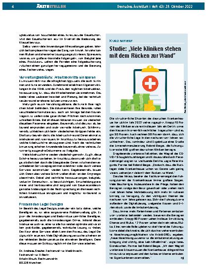 Vorschauseite 1: Studie: „Viele Kliniken stehen mit dem Rücken zur Wand“