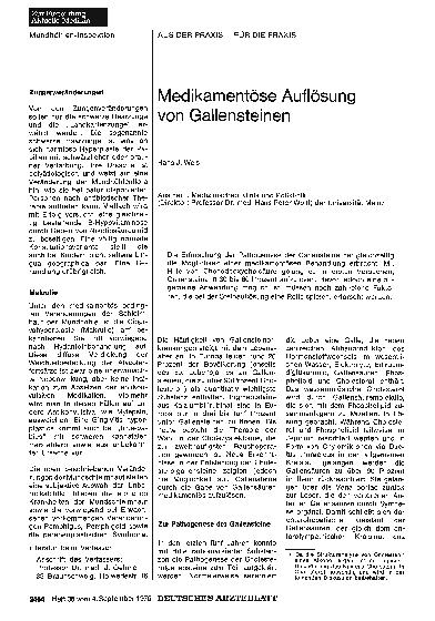 Vorschauseite 1: Medikamentöse Auflösung von Gallensteinen