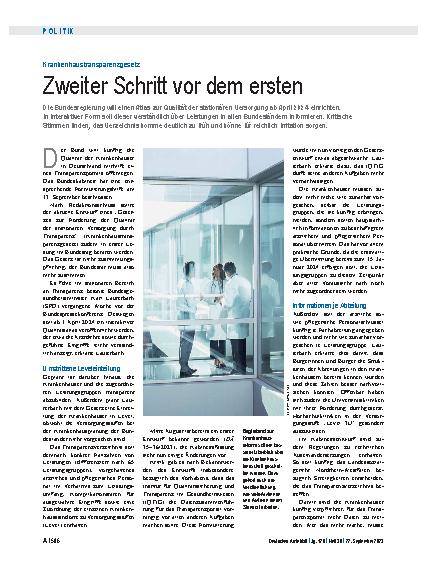 Vorschauseite 1: Krankenhaus-Transparenzgesetz: Zweiter Schritt vor dem ersten