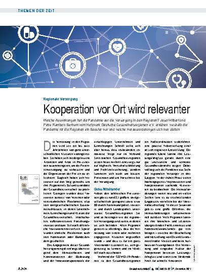 Vorschauseite 1: Regionale Versorgung: Kooperation vor Ort wird relevanter