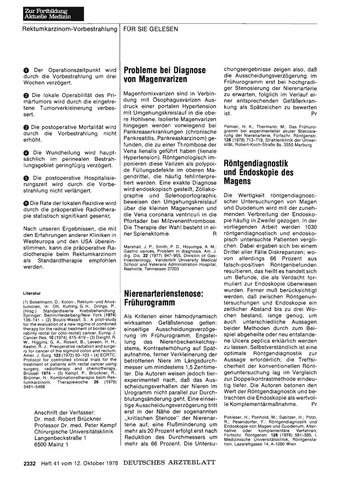 Vorschauseite 1: Ni erenarterienstenose: Frühurogramm