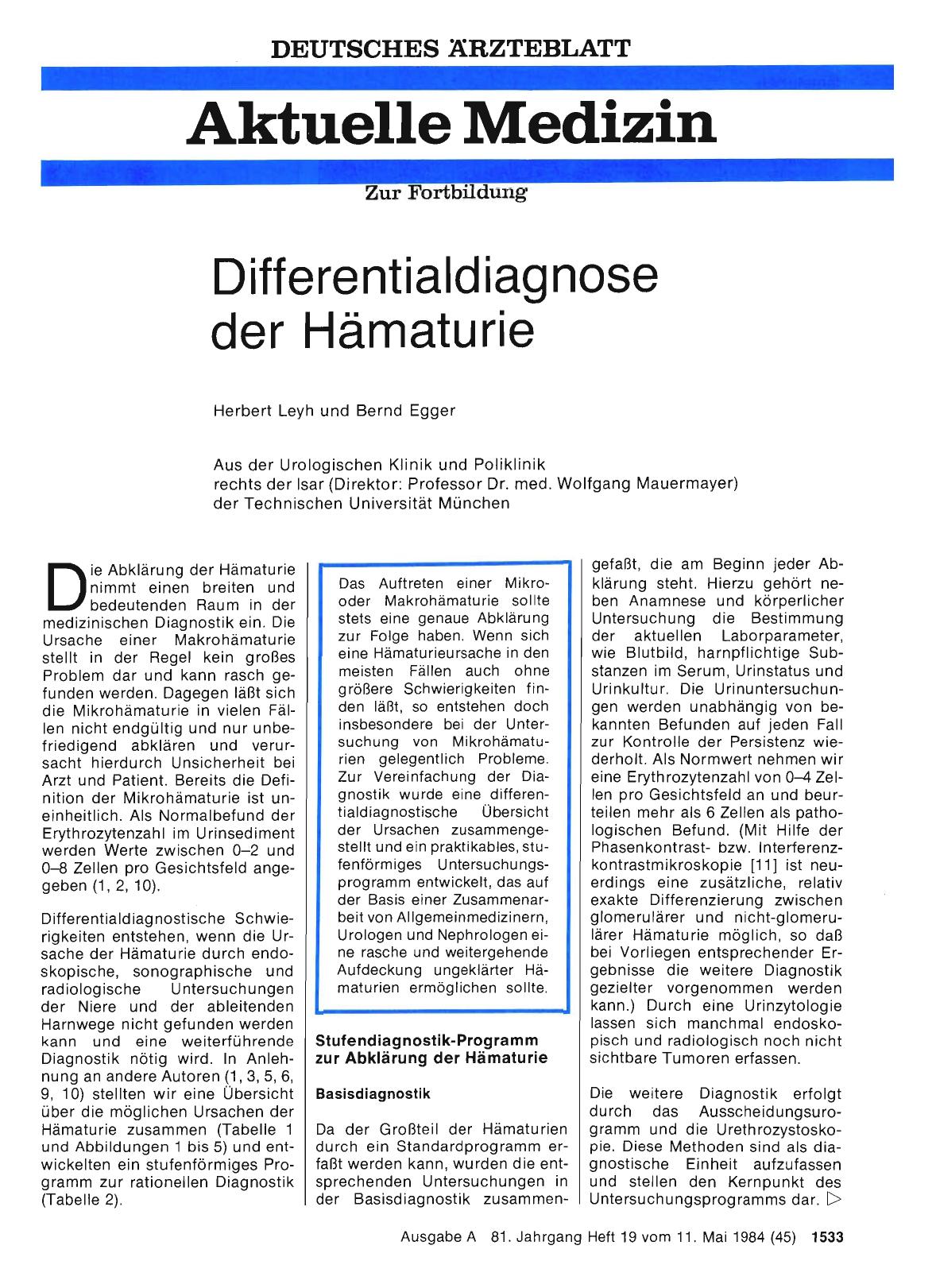 Vorschauseite 1: Differentialdiagnose der Hämaturie