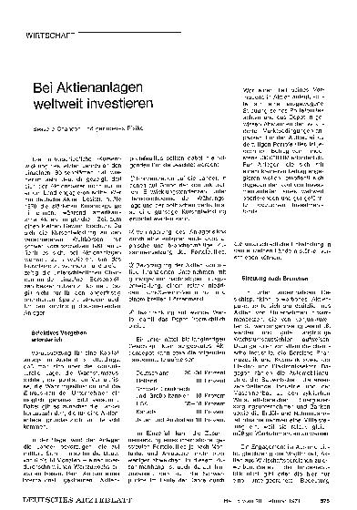 Vorschauseite 1: Bei Aktienanlagen weltweit investieren