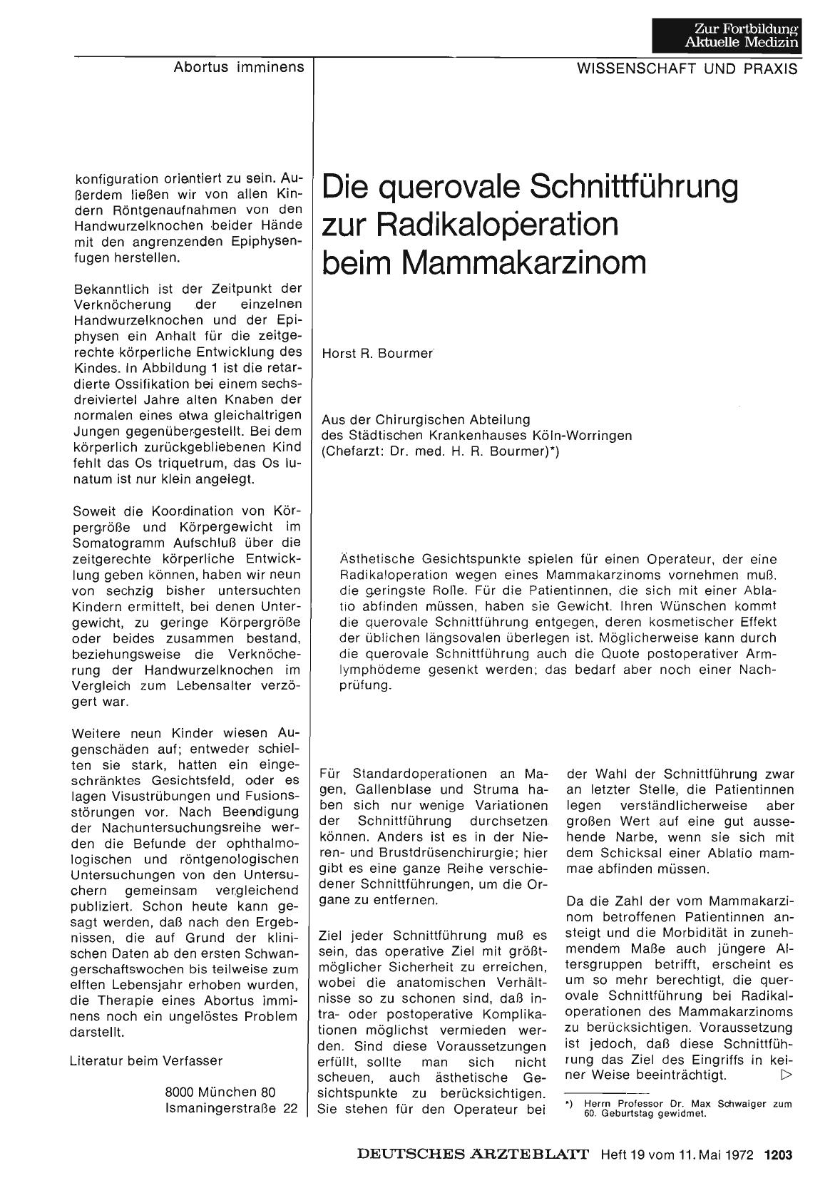 Vorschauseite 1: Die querovale Schnittführung zur Radikaloperation beim Mammakarzinom