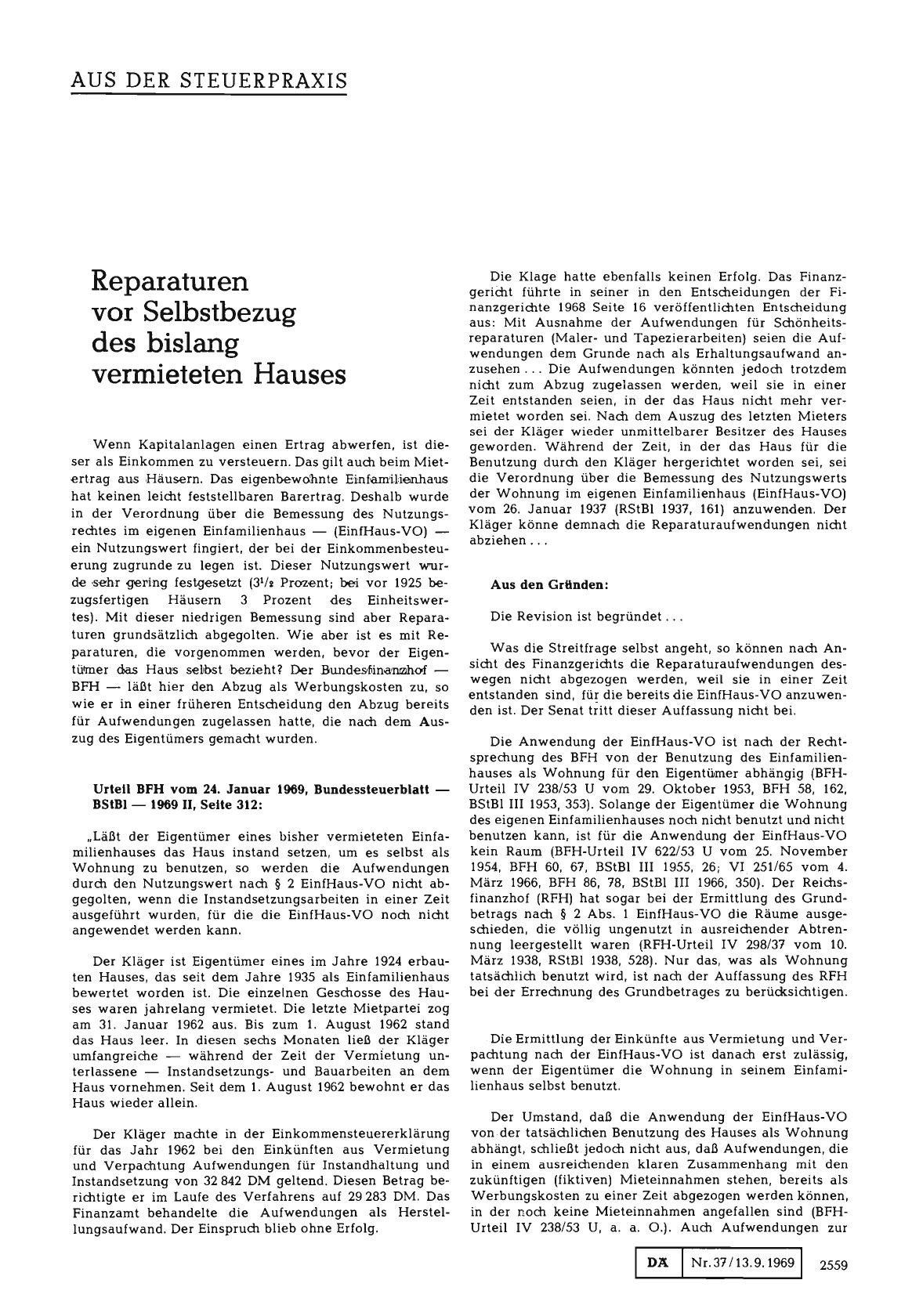 Vorschauseite 1: Reparaturen vor Selbstbezug des bislang vermieteten Hauses