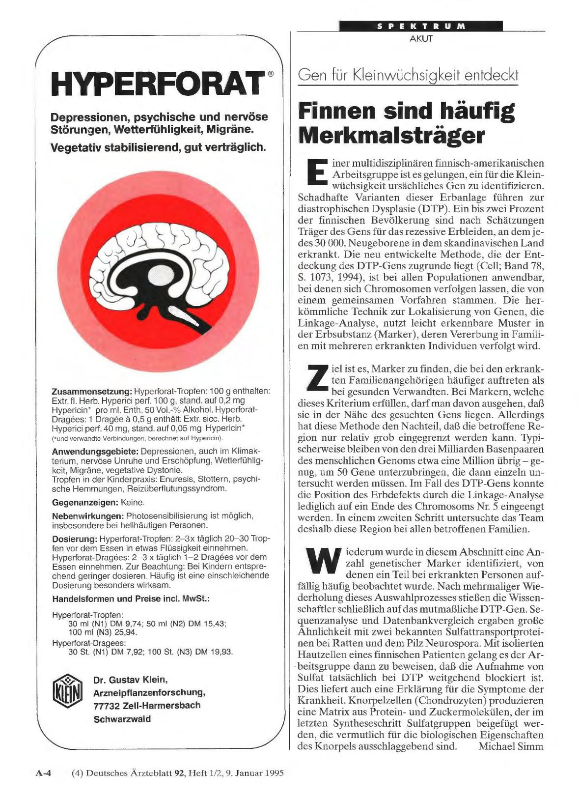Vorschauseite 1: Gen für Kleinwüchsigkeit entdeckt: Finnen sind häufig Merkmalsträger