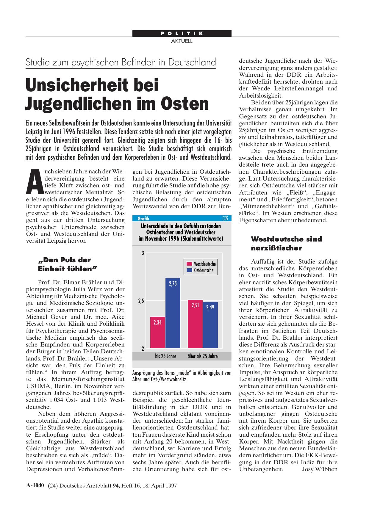 Vorschauseite 1: Studie zum psychischen Befinden in Deutschland: Unsicherheit bei Jugendlichen im Osten