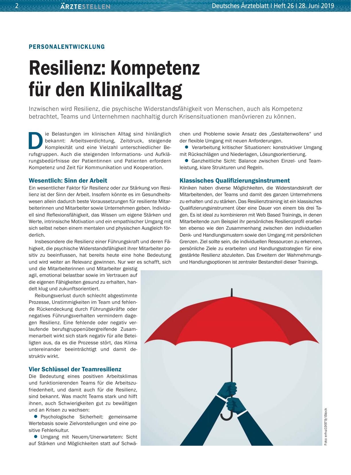 Vorschauseite 1: Personalentwicklung: Resilienz – Kompetenz für den Klinikalltag