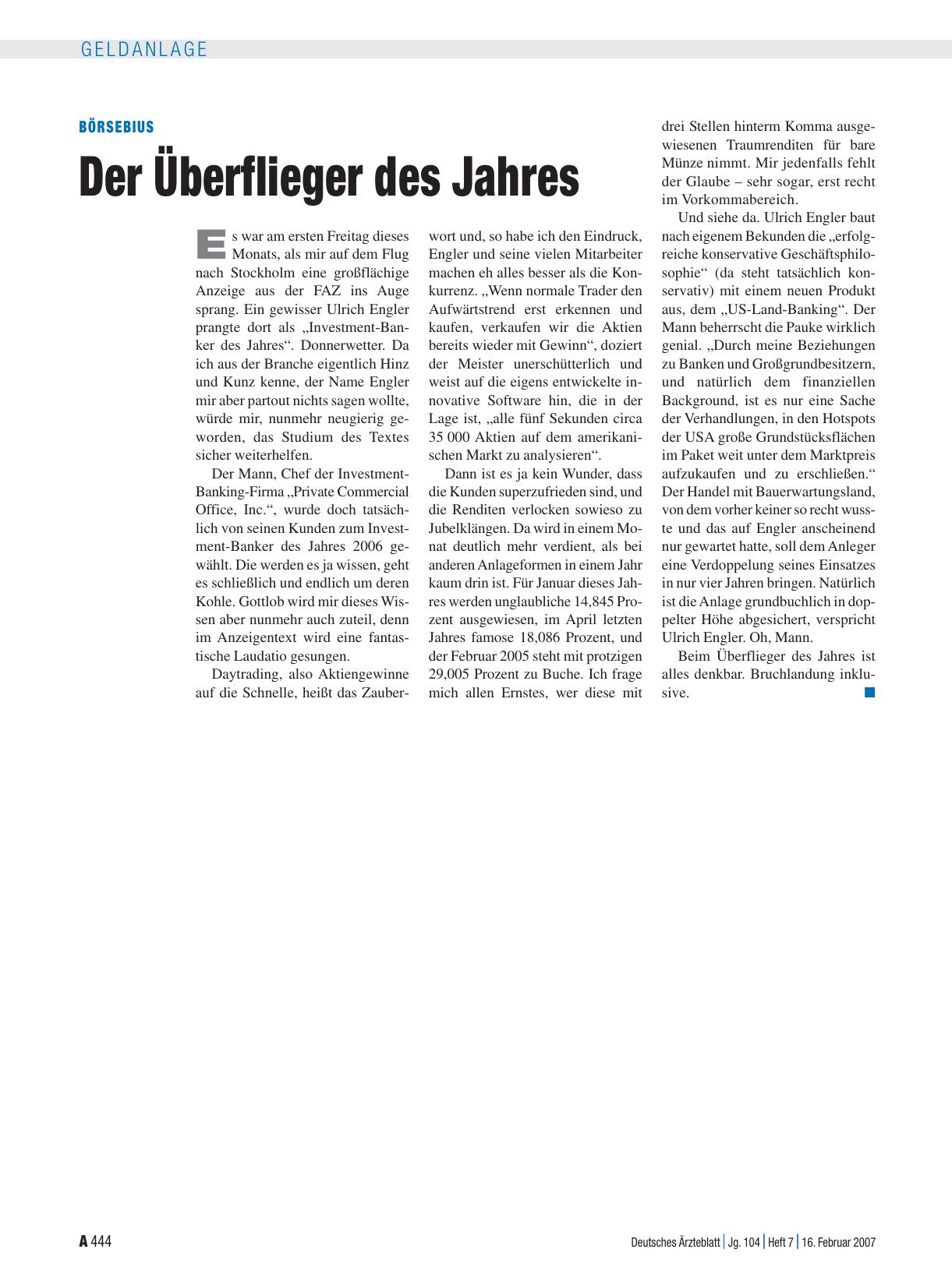 Vorschauseite 1: Börsebius: Der Überflieger des Jahres