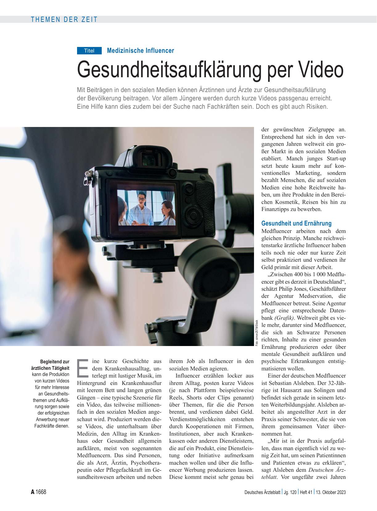 Vorschauseite 1: Medizinische Influencer: Gesundheitsaufklärung per Video