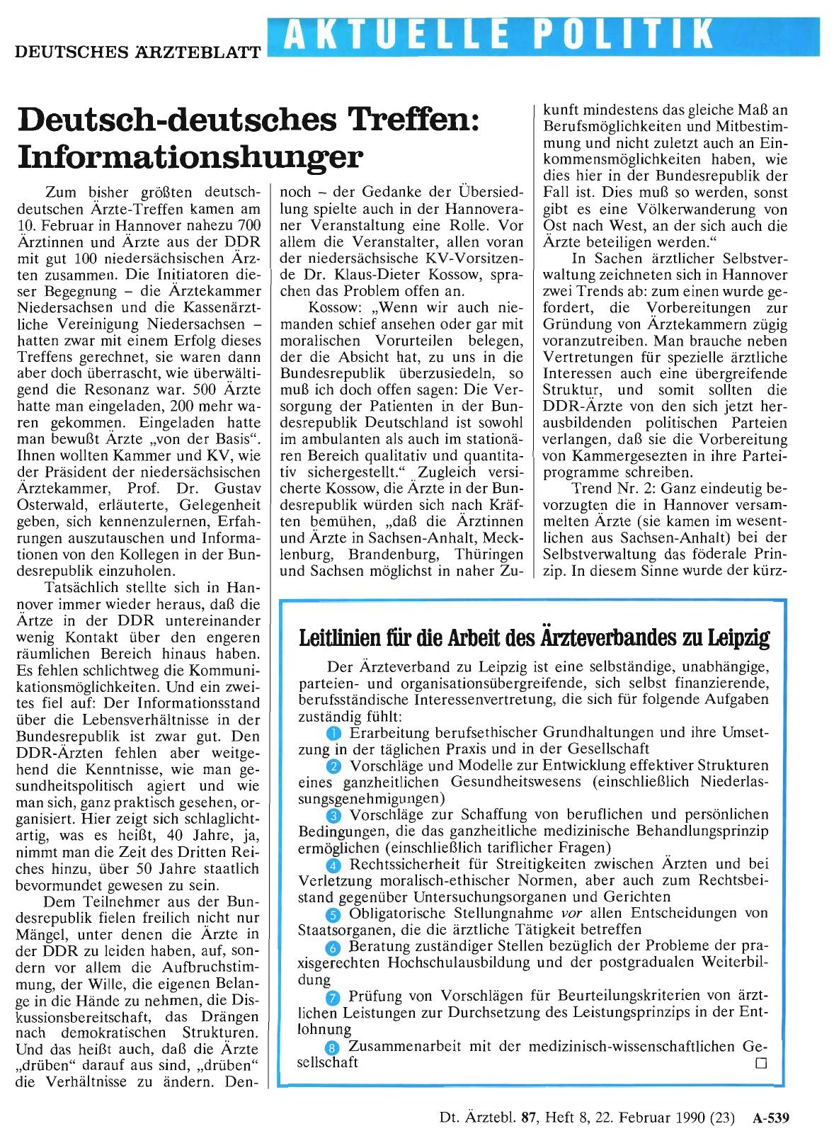 Vorschauseite 1: Deutsch-deutsches Treffen: Informationshunger