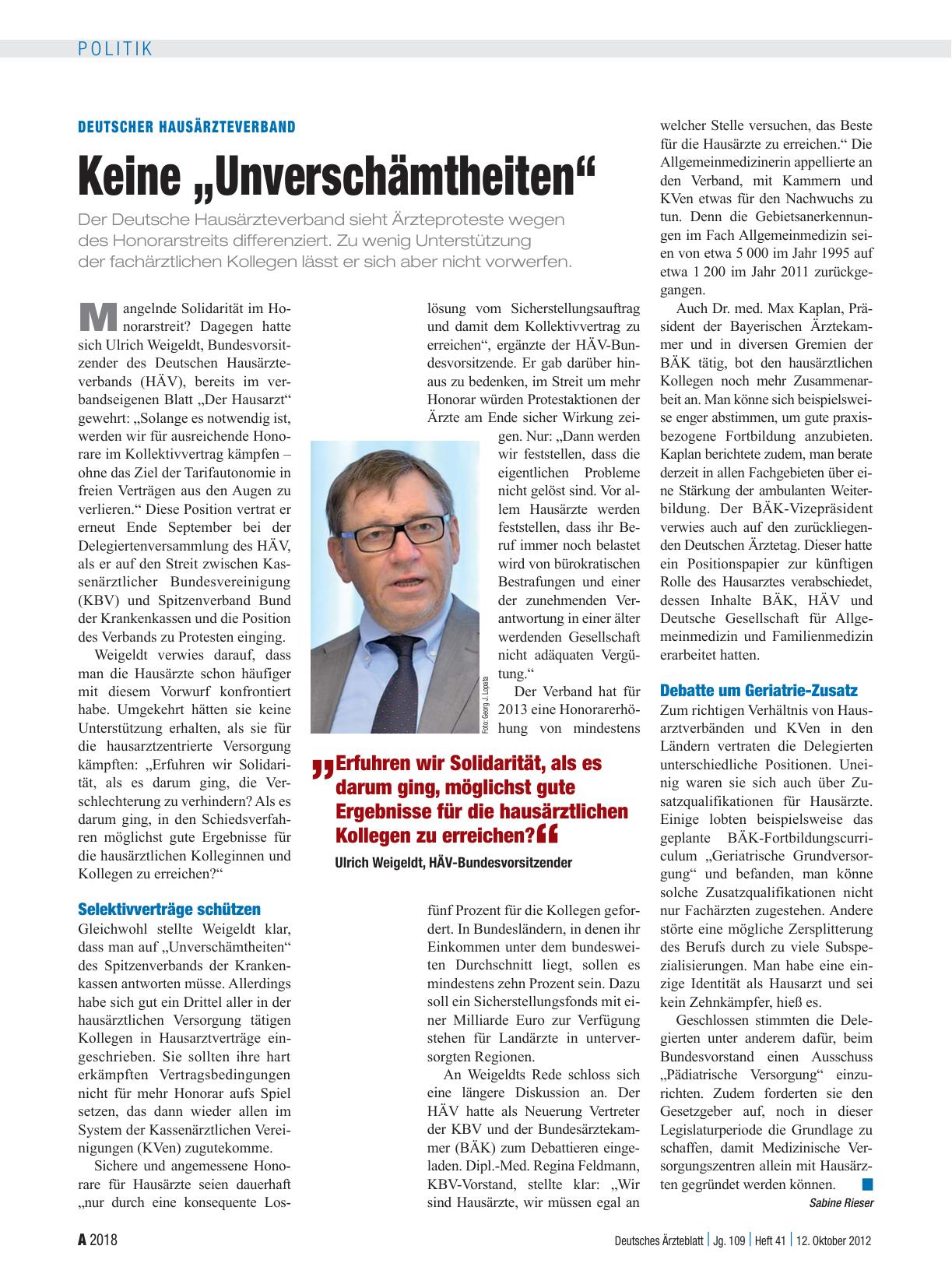 Vorschauseite 1: Deutscher Hausärzteverband: Keine „Unverschämtheiten“