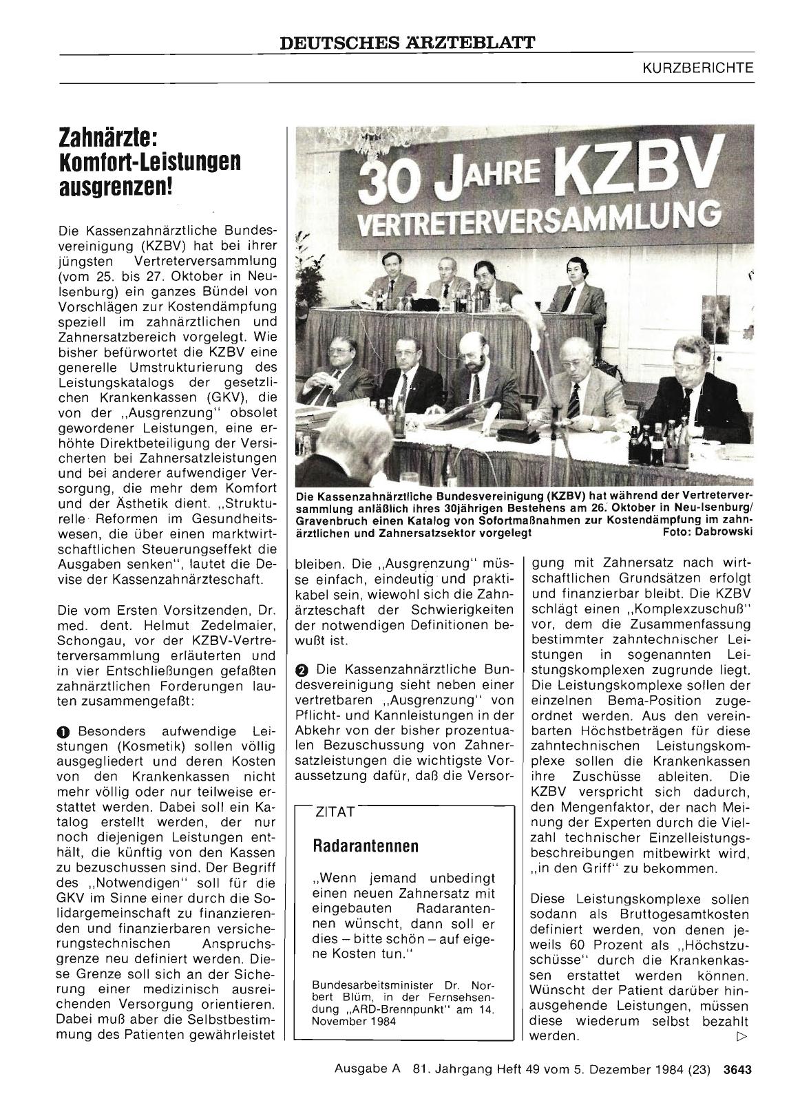 Vorschauseite 1: Zahnärzte: Komfort-Leistungen ausgrenzen!