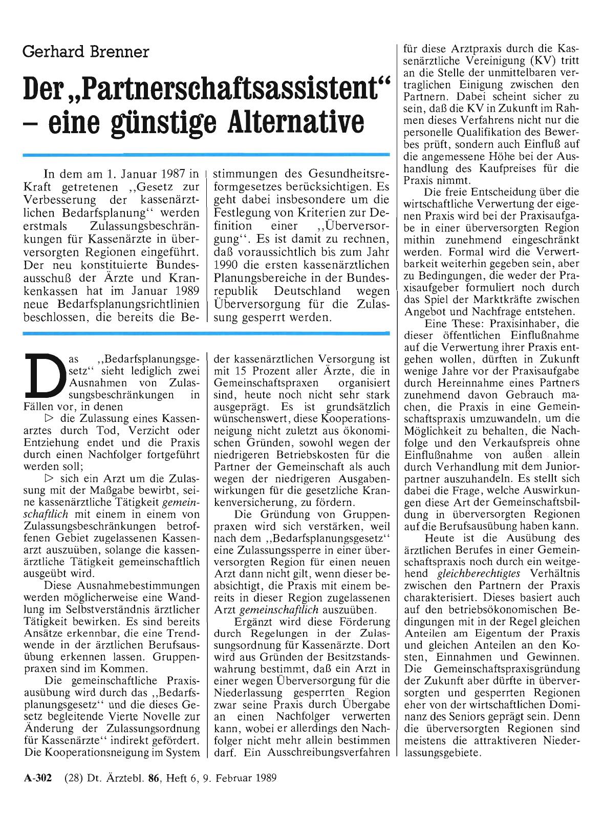 Vorschauseite 1: Der „Partnerschaftsassistent“ – eine einstige Alternative