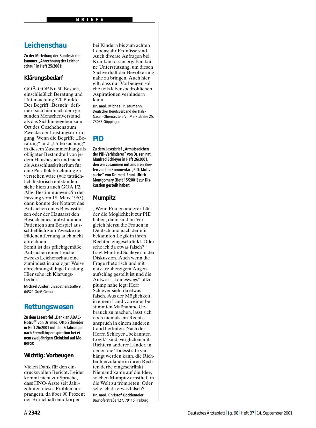 Vorschauseite 1: Leichenschau: Klärungsbedarf