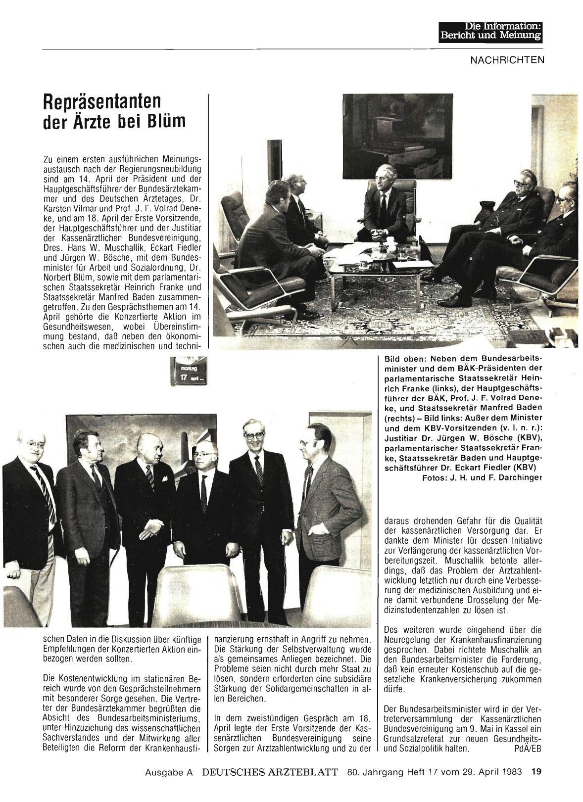 Vorschauseite 1: Repräsentanten der Ärzte bei Blüm