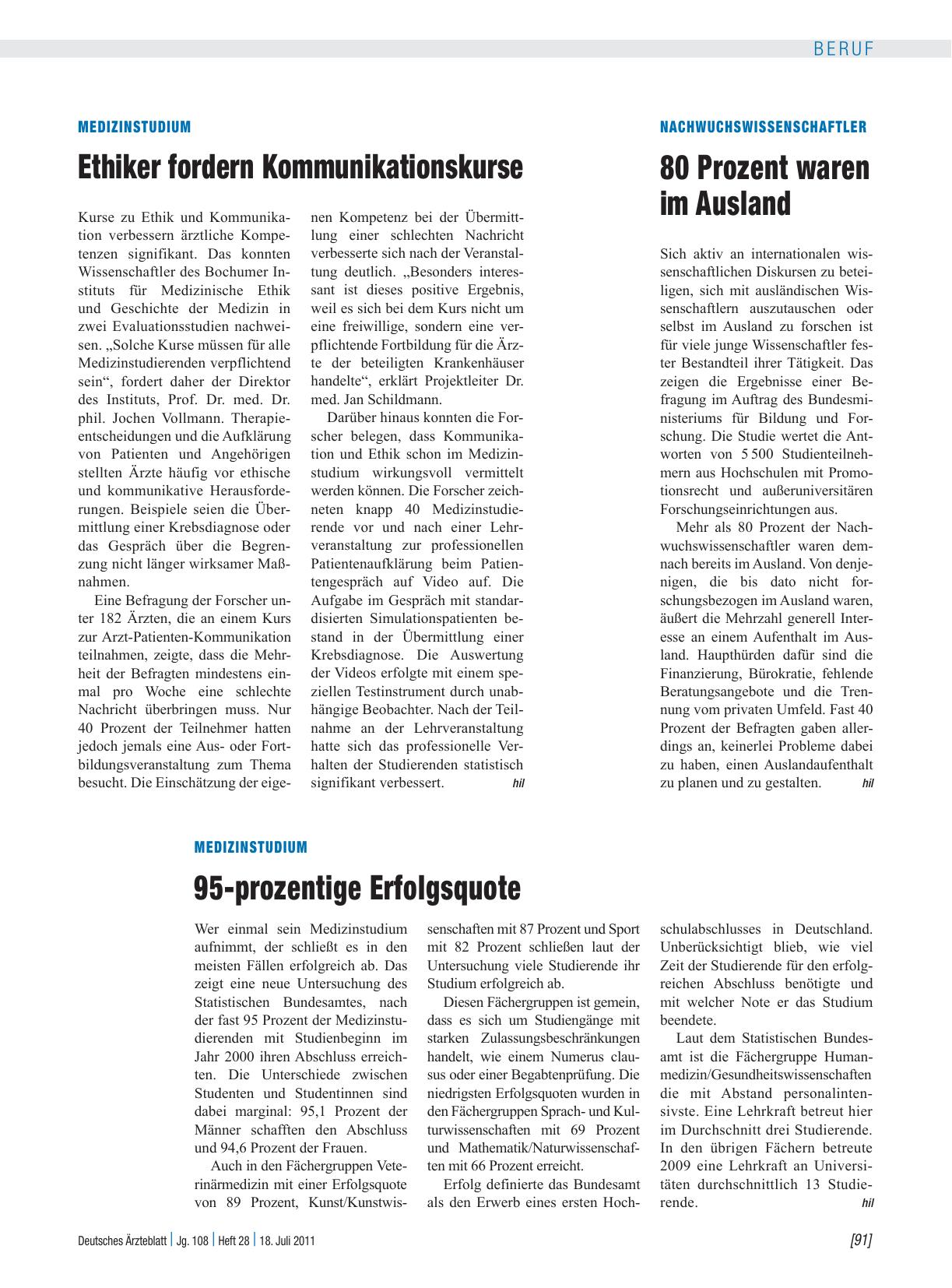 Vorschauseite 1: Medizinstudium: 95-prozentige Erfolgsquote