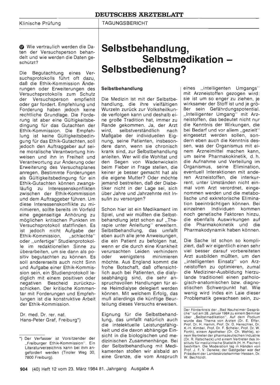 Vorschauseite 1: Selbstbehandlung, Selbstmedikation — Selbstbedienung?