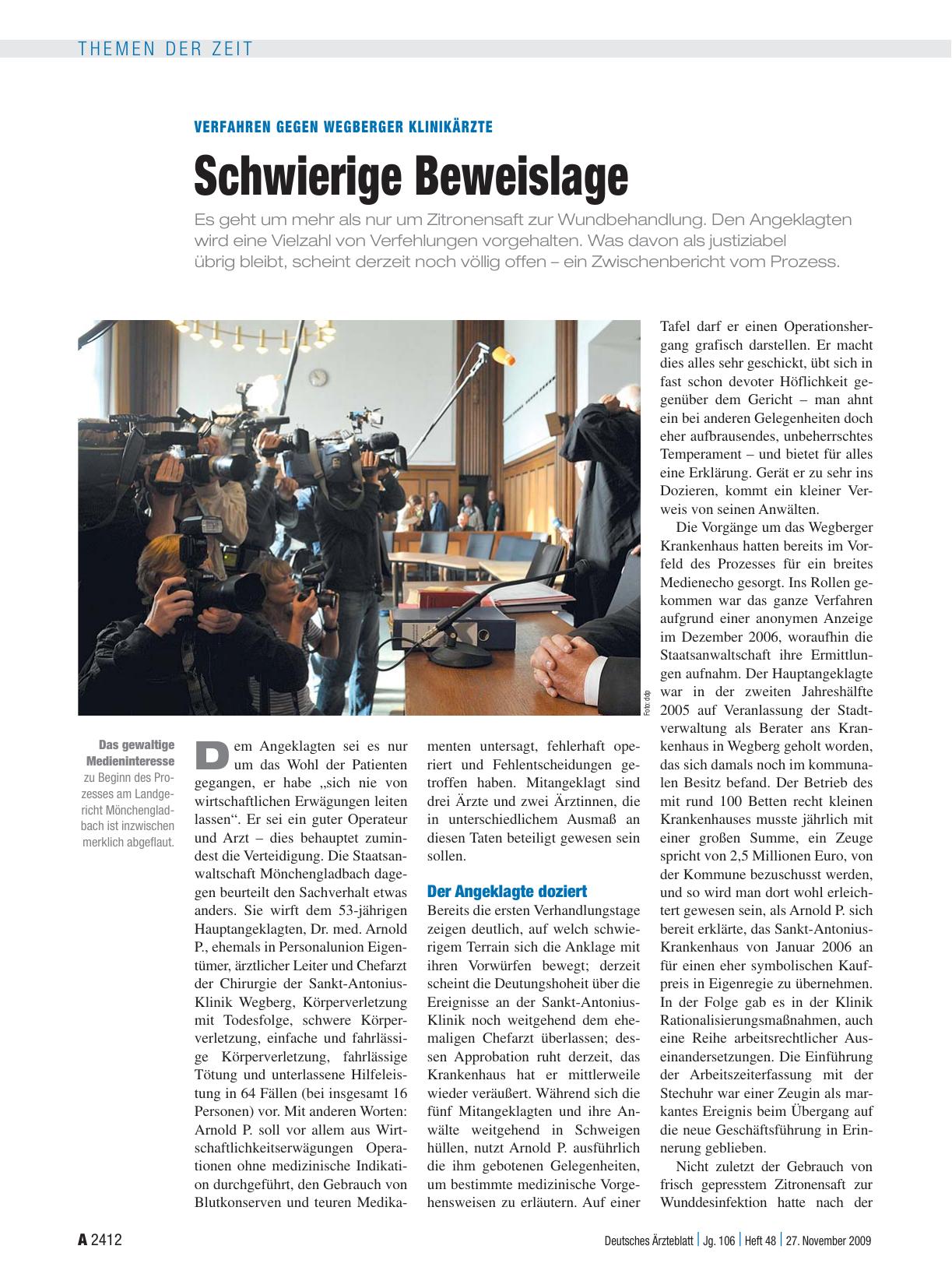 Vorschauseite 1: Verfahren gegen Wegberger Klinikärzte: Schwierige Beweislage