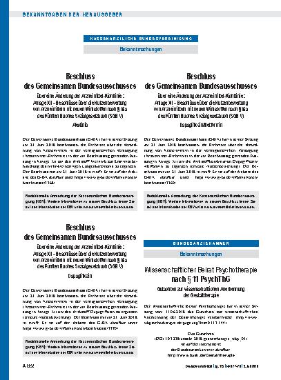 Vorschauseite 1: Beschluss des Gemeinsamen Bundesausschusses über eine Änderung der Arzneimittel-Richtlinie: Anlage XII – Dapagliflozin/Metformin