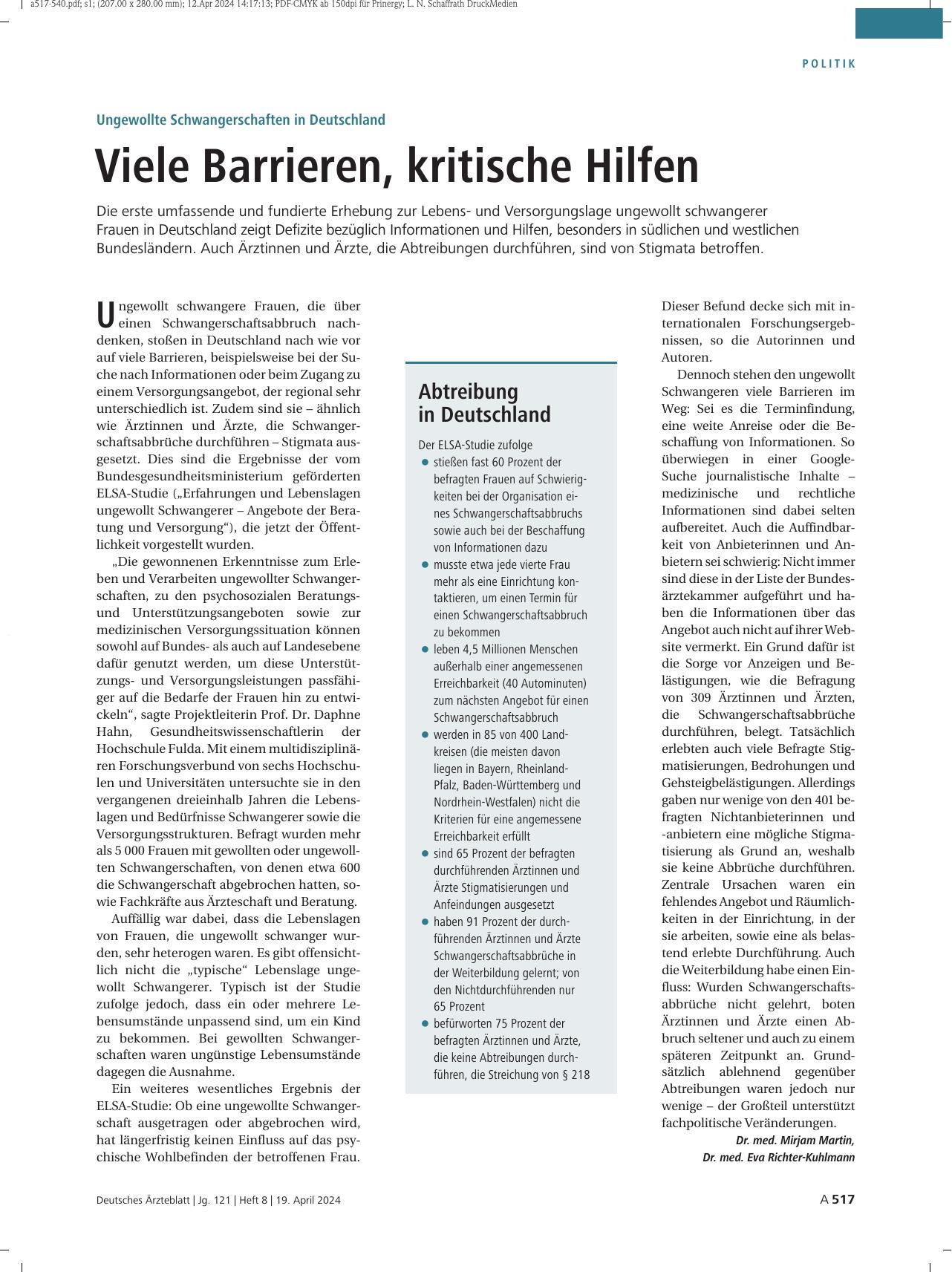 Vorschauseite 1: Ungewollte Schwangerschaften in Deutschland: Viele Barrieren, kritische Hilfen