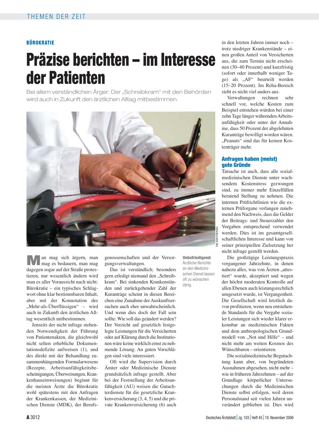 Vorschauseite 1: Bürokratie: Präzise berichten – im Interesse der Patienten