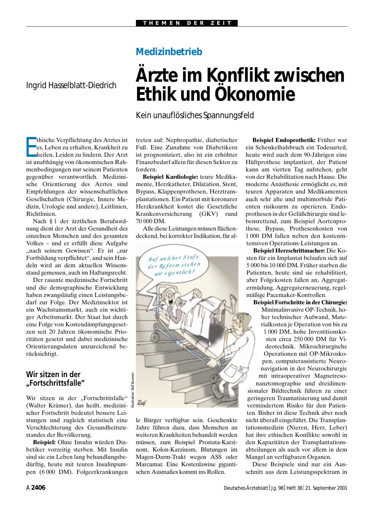 Vorschauseite 1: Medizinbetrieb: Ärzte im Konflikt zwischen Ethik und Ökonomie