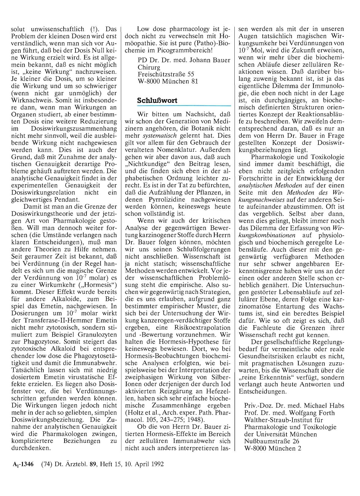 Vorschauseite 1: Risikobewertung pyrrolizidinhaltiger Arzneistoffe: Schlußwort