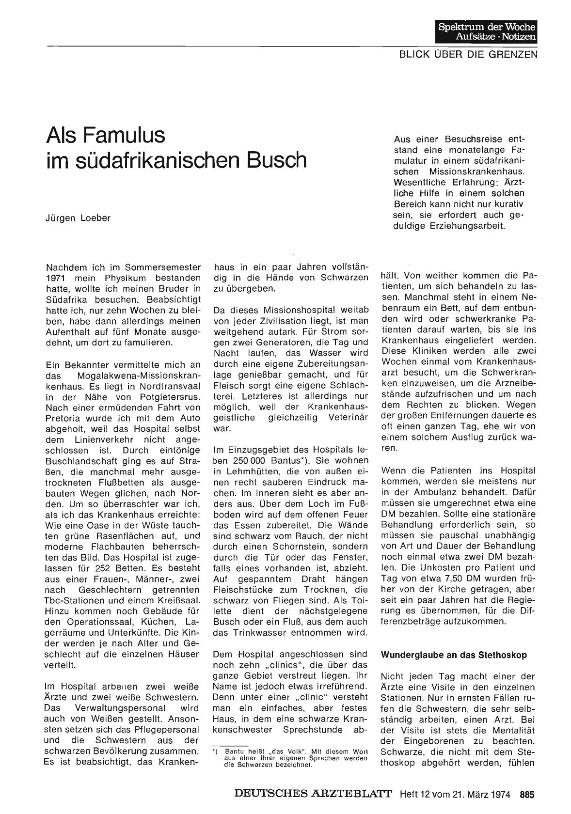 Vorschauseite 1: Als Famulus im südafrikanischen Busch
