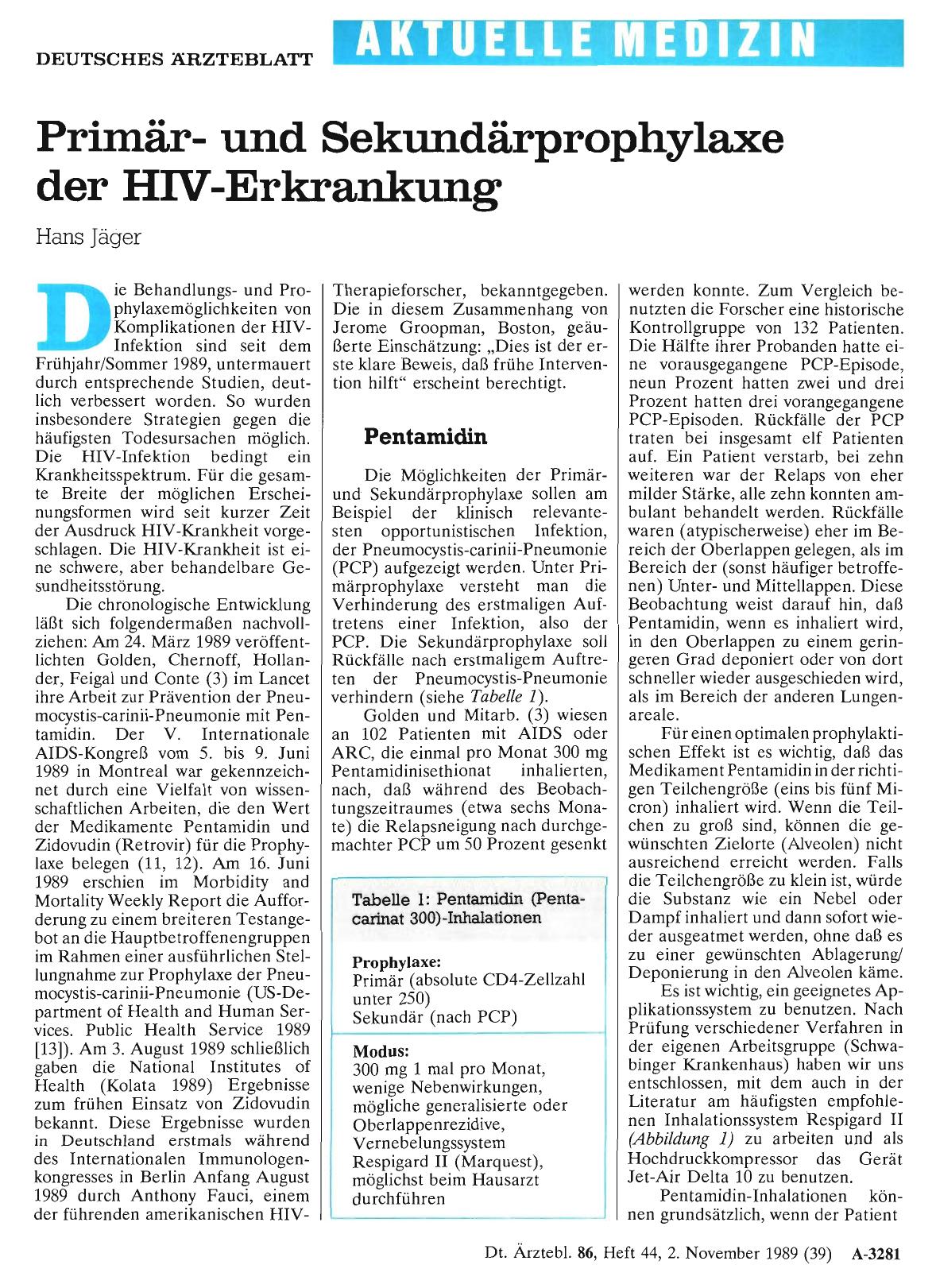 Vorschauseite 1: Primärund Sekundärprophylaxe der HIV-Erkrankung
