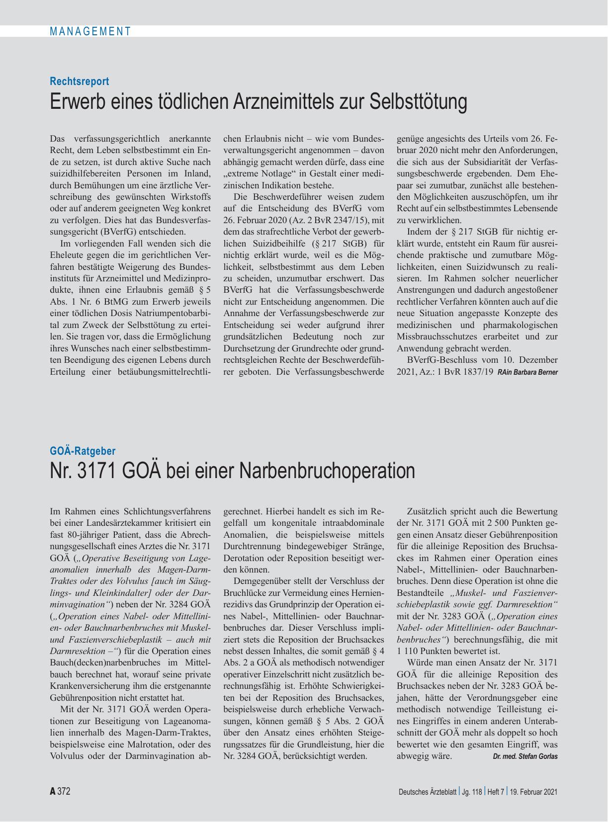 Vorschauseite 1: GOÄ-Ratgeber: Nr. 3171 GOÄ bei einer Narbenbruchoperation