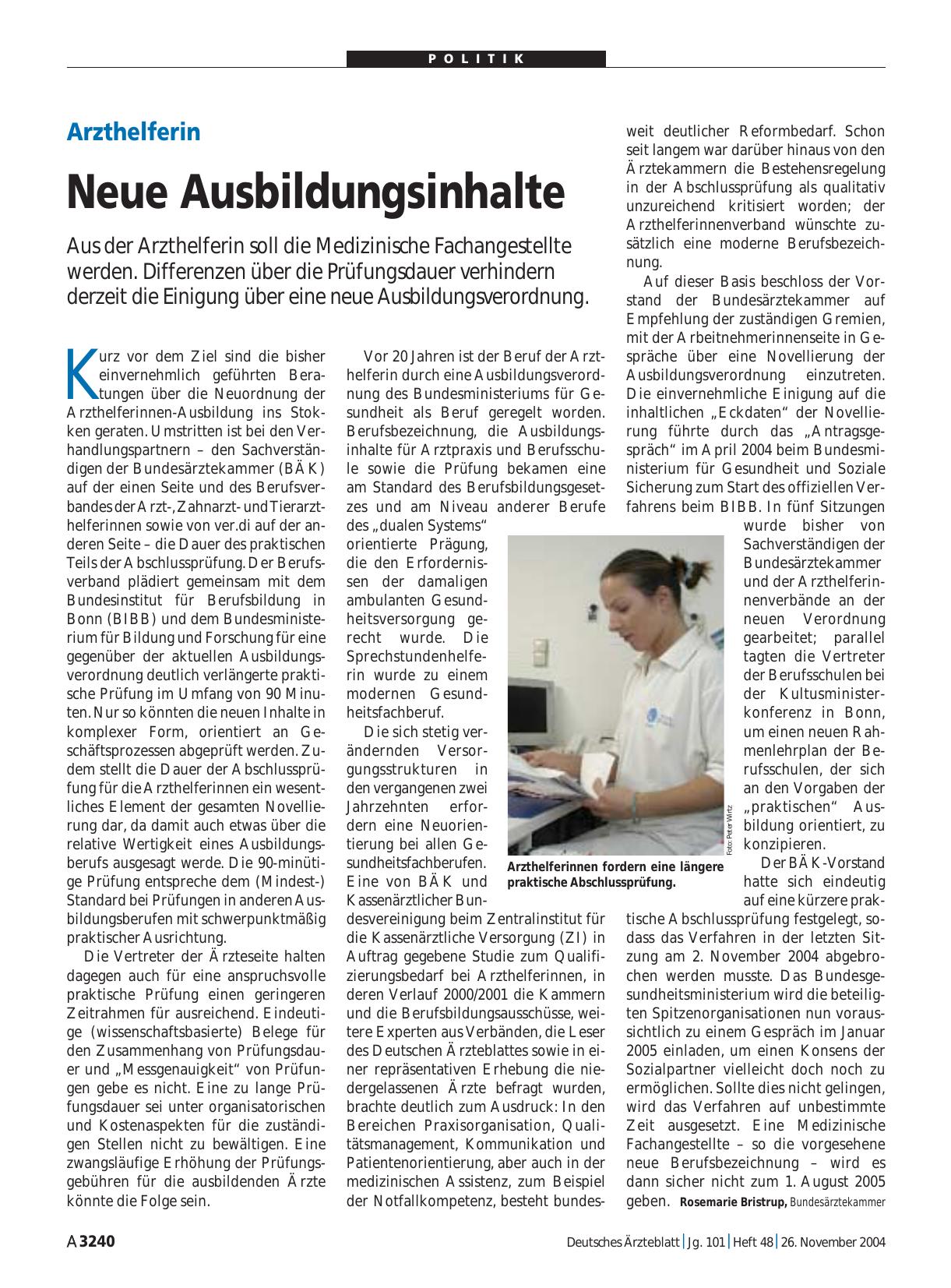 Vorschauseite 1: Arzthelferin: Neue Ausbildungsinhalte