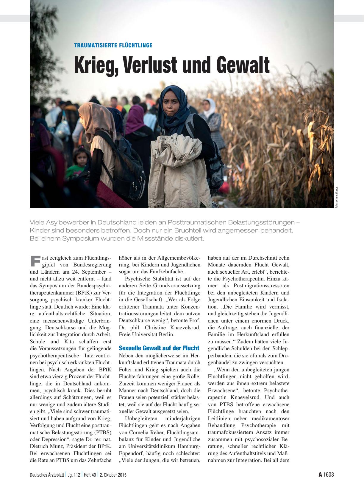 Vorschauseite 1: Traumatisierte Flüchtlinge: Krieg, Verlust und Gewalt